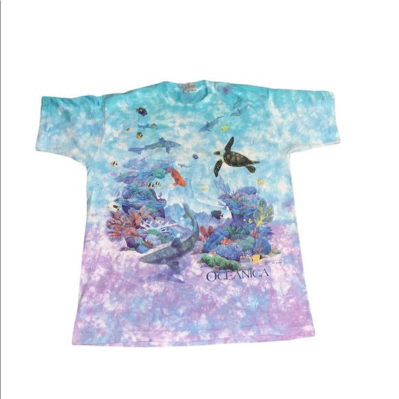 Vintage 1993 Liquid Blue Oceanica All Over Print Single Stitch Shirt - Picture 1 of 7